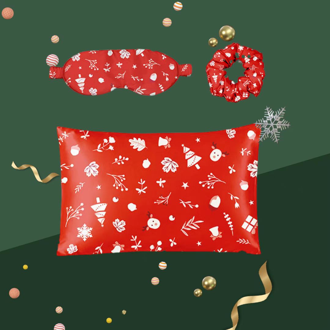 The Christmas Printed 100% 19mm Mulberry Silk Gift Set