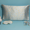 19/22/25mm Envelope Closure/ Hidden Zipper Mulberry Silk Pillowcase Wholesale with Printed Pattern-Blue Daisy